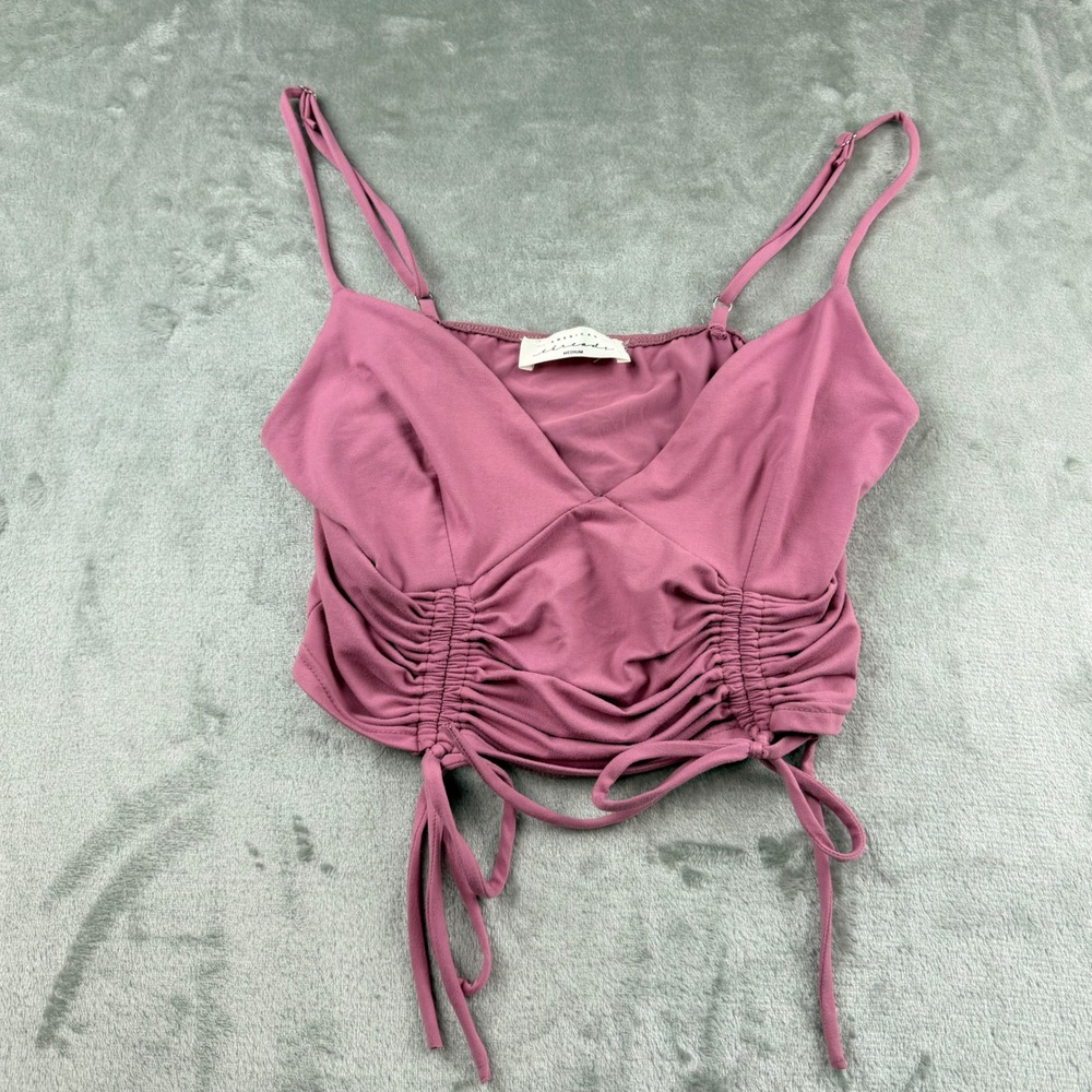 American Threads Ruched Front Crop Top Mauve Pink TI5558 Women's Medium